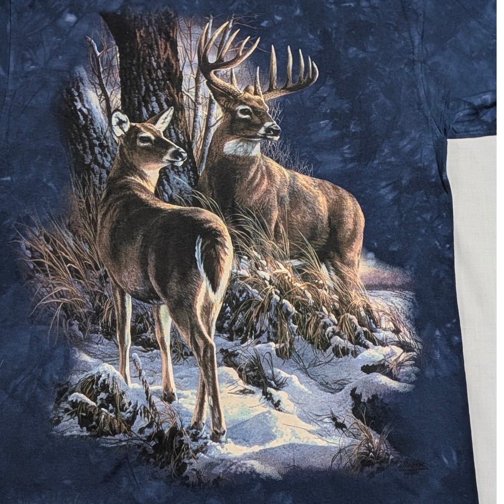 The Mountain Deer Graphic T-Shirt Tie Dye Organic Cotton 1999 Men's Medium NWT